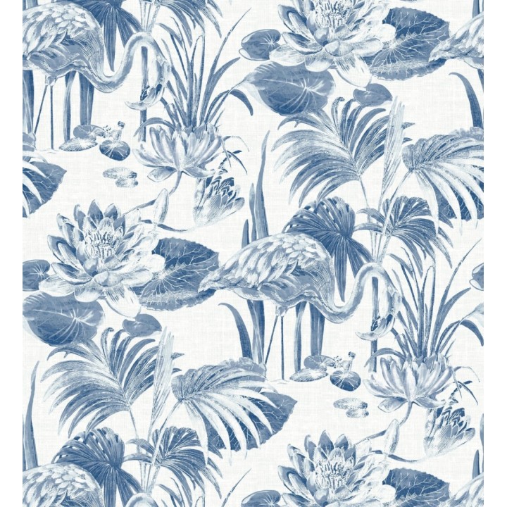 Papel pintado de flamencos y plantas de humedal - Flamingo Palace 680666