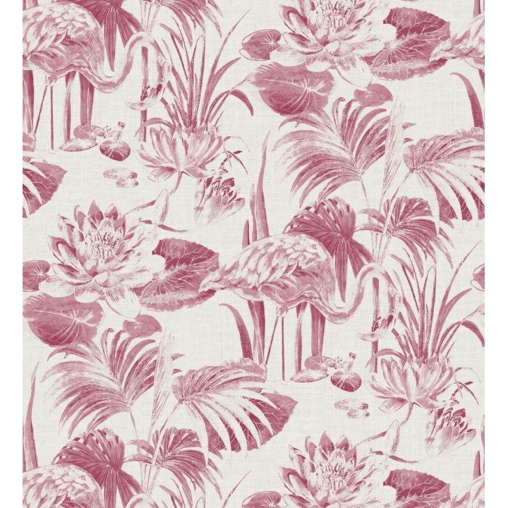 Papel pintado de flamencos y plantas de humedal - Flamingo Palace 680667