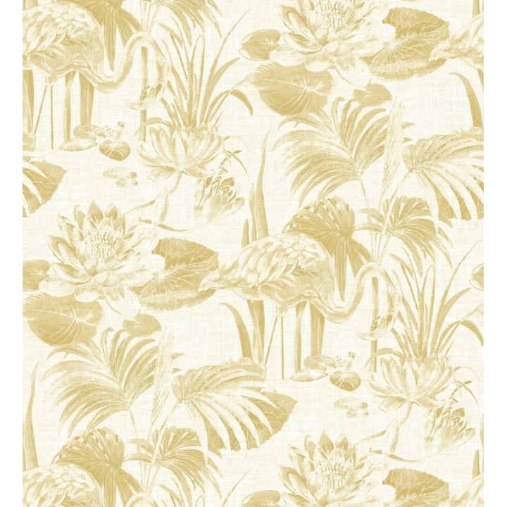 Papel pintado de flamencos y plantas de humedal - Flamingo Palace 680668