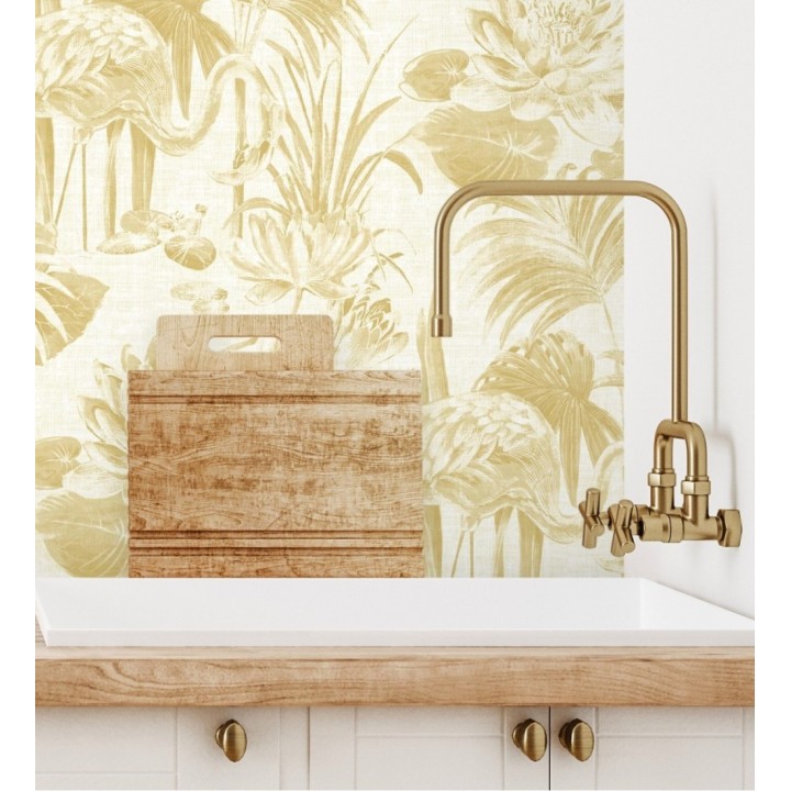 Papel pintado de flamencos y plantas de humedal - Flamingo Palace 680668