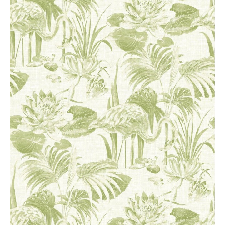 Papel pintado de flamencos y plantas de humedal - Flamingo Palace 680669