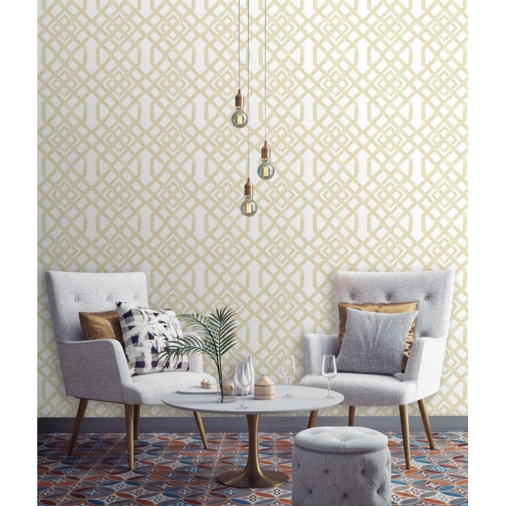 Papel pintado de celosías con dibujo geométrico estilo nórdico - Royal Wells 680689