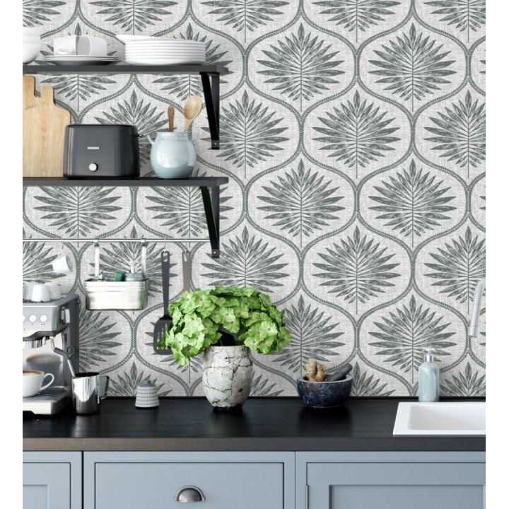 Papel pintado damasco con dibujo de hojas - Forest Ornaments 680700