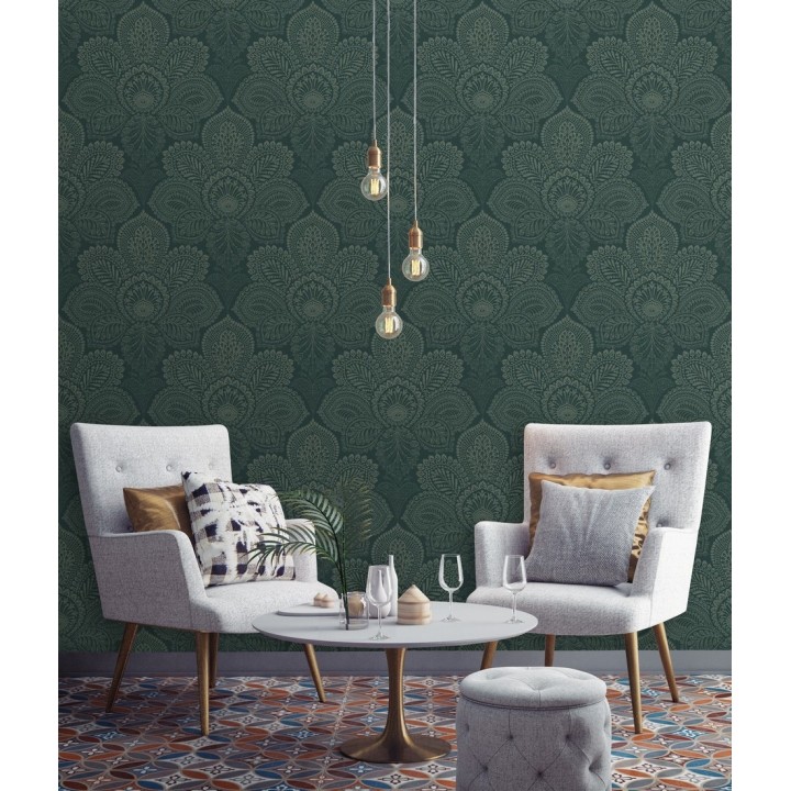 Papel pintado de flores grandes estilo hindú - Cardiff Flowers 680711