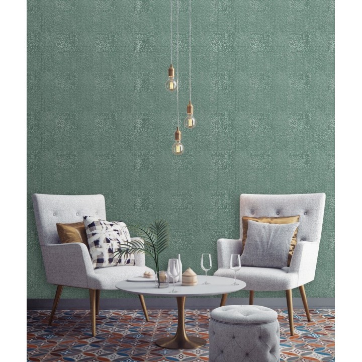 Papel pintado moderno con puntos formado cuadros - Reynolds 680721