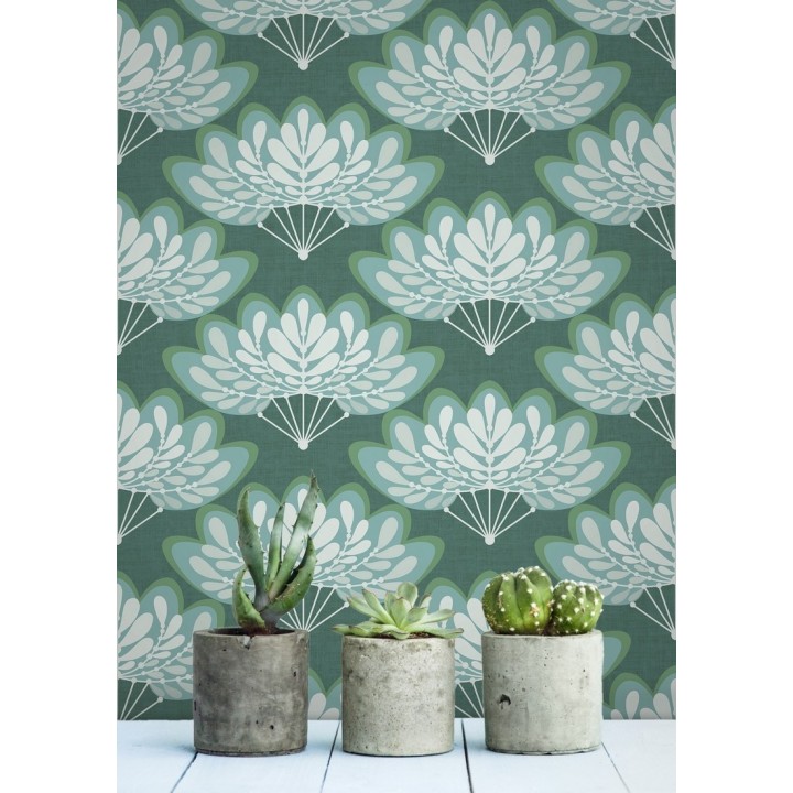 Papel pintado ramilletes de hojas estilo retro - Oliver Garden 680735