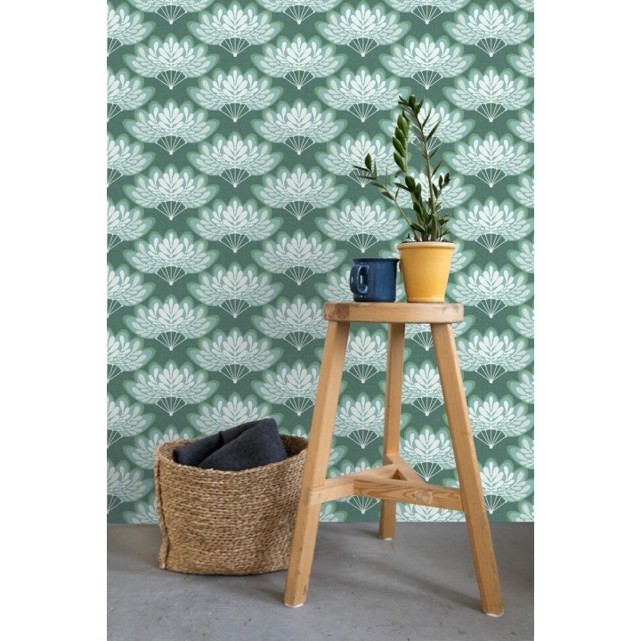 Papel pintado ramilletes de hojas estilo retro - Oliver Garden 680735