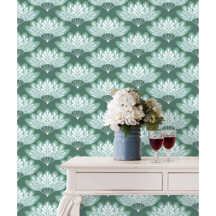 Papel pintado ramilletes de hojas estilo retro - Oliver Garden 680735