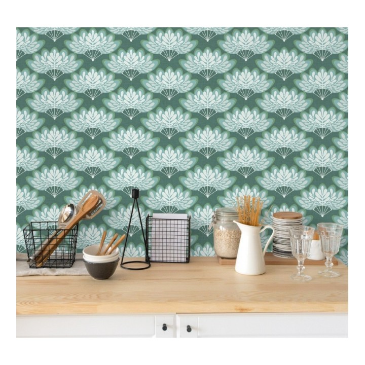 Papel pintado ramilletes de hojas estilo retro - Oliver Garden 680735