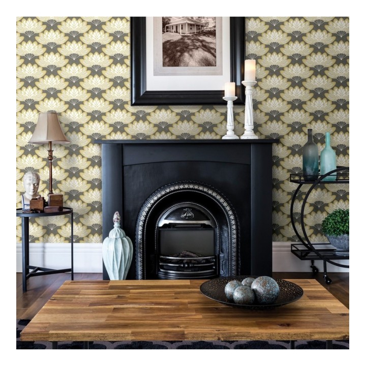 Papel pintado ramilletes de hojas estilo retro - Oliver Garden 680736