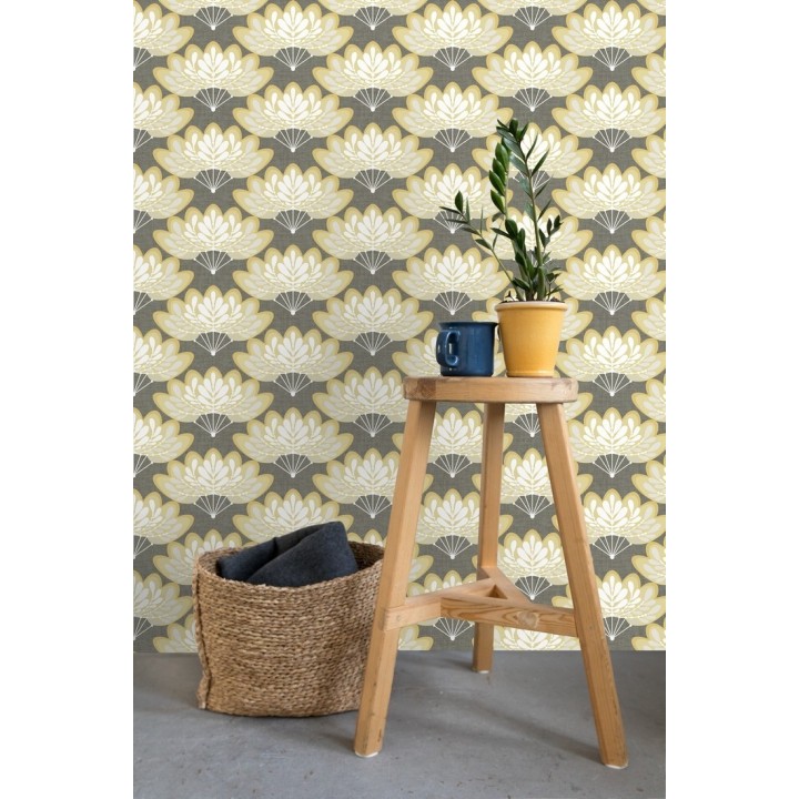 Papel pintado ramilletes de hojas estilo retro - Oliver Garden 680736