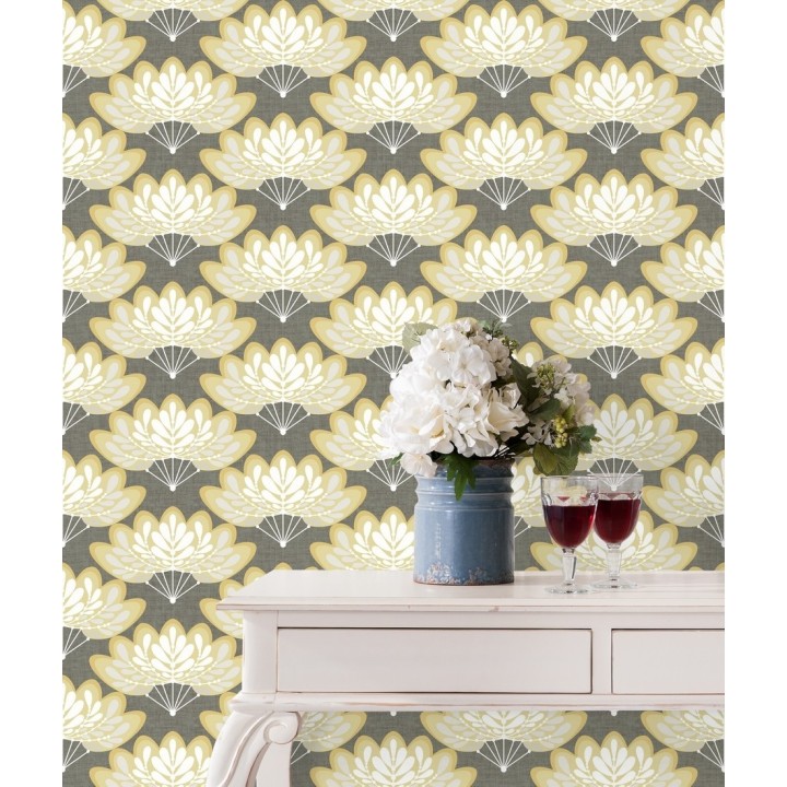 Papel pintado ramilletes de hojas estilo retro - Oliver Garden 680736