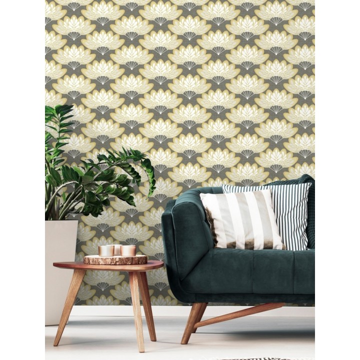 Papel pintado ramilletes de hojas estilo retro - Oliver Garden 680736