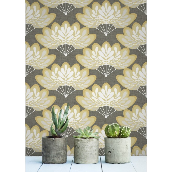 Papel pintado ramilletes de hojas estilo retro - Oliver Garden 680736