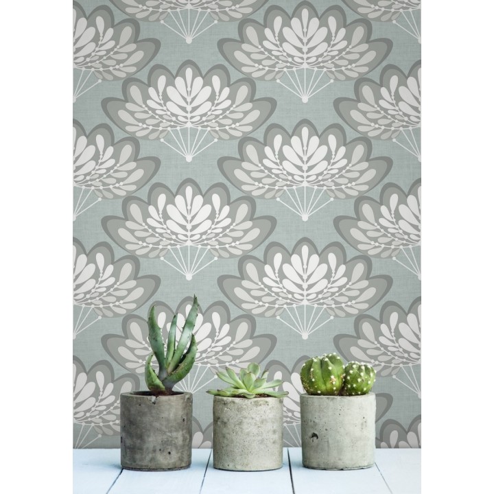 Papel pintado ramilletes de hojas estilo retro - Oliver Garden 680737