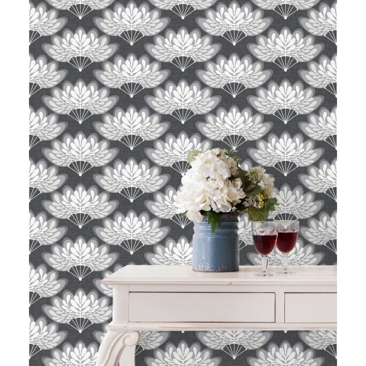 Papel pintado ramilletes de hojas estilo retro - Oliver Garden 680738