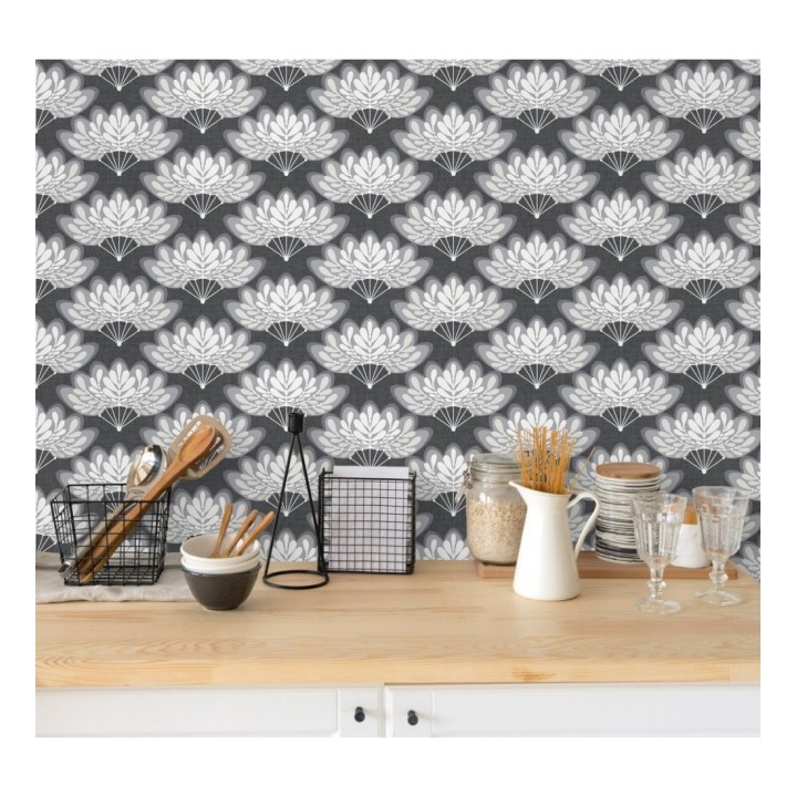 Papel pintado ramilletes de hojas estilo retro - Oliver Garden 680738