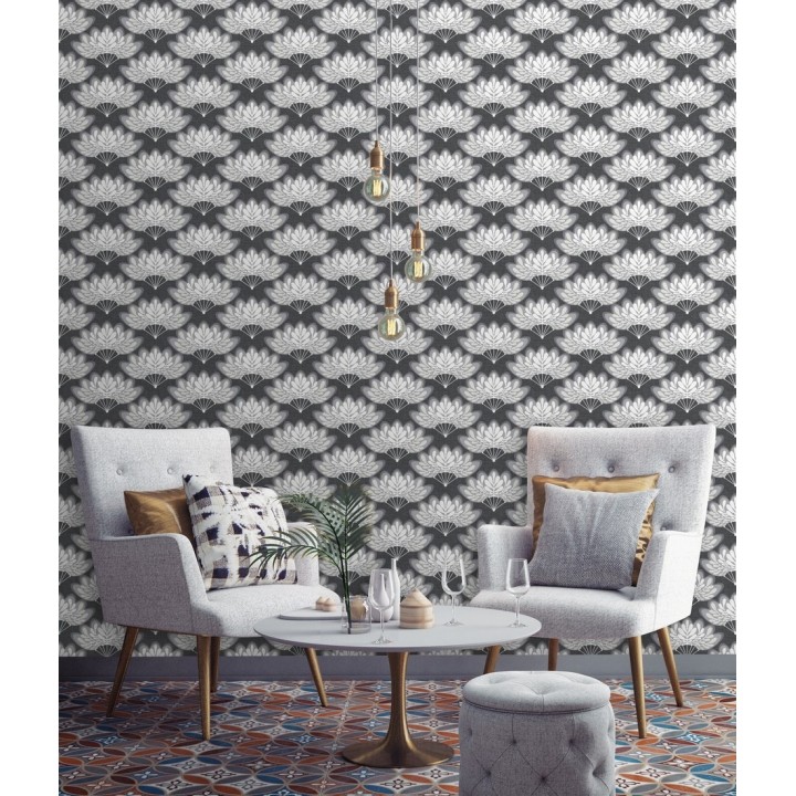 Papel pintado ramilletes de hojas estilo retro - Oliver Garden 680738