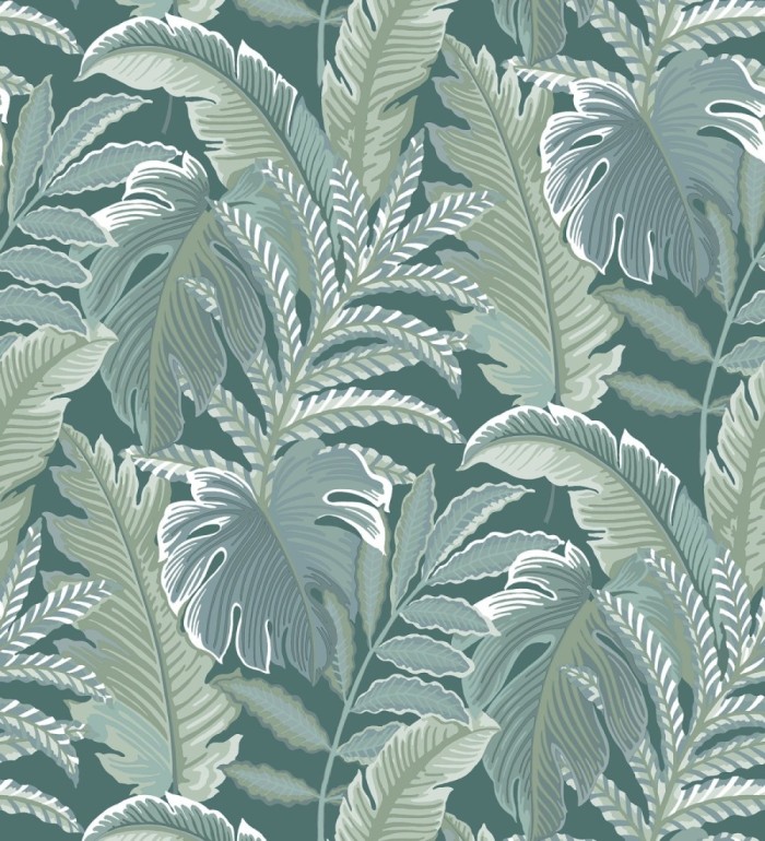 Papel pintado con dibujos de hojas tropicales - Palmer Hill 680739