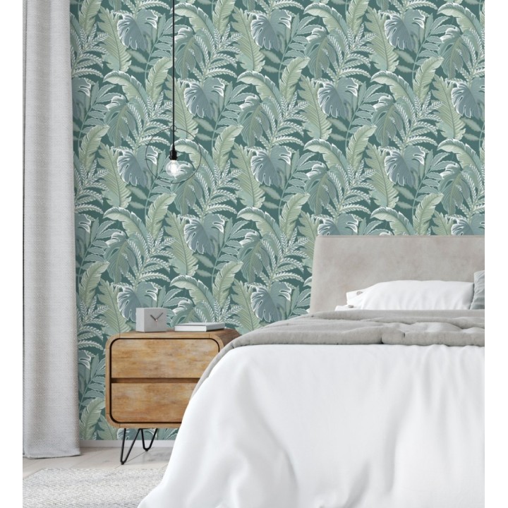 Papel pintado con dibujos de hojas tropicales - Palmer Hill 680739