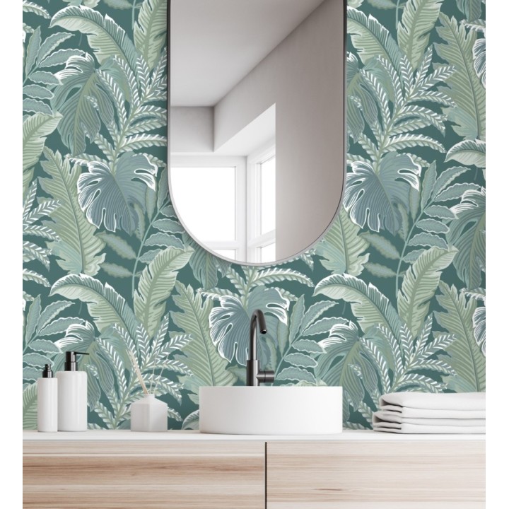 Papel pintado con dibujos de hojas tropicales - Palmer Hill 680739