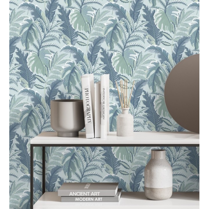 Papel pintado con dibujos de hojas tropicales - Palmer Hill 680740
