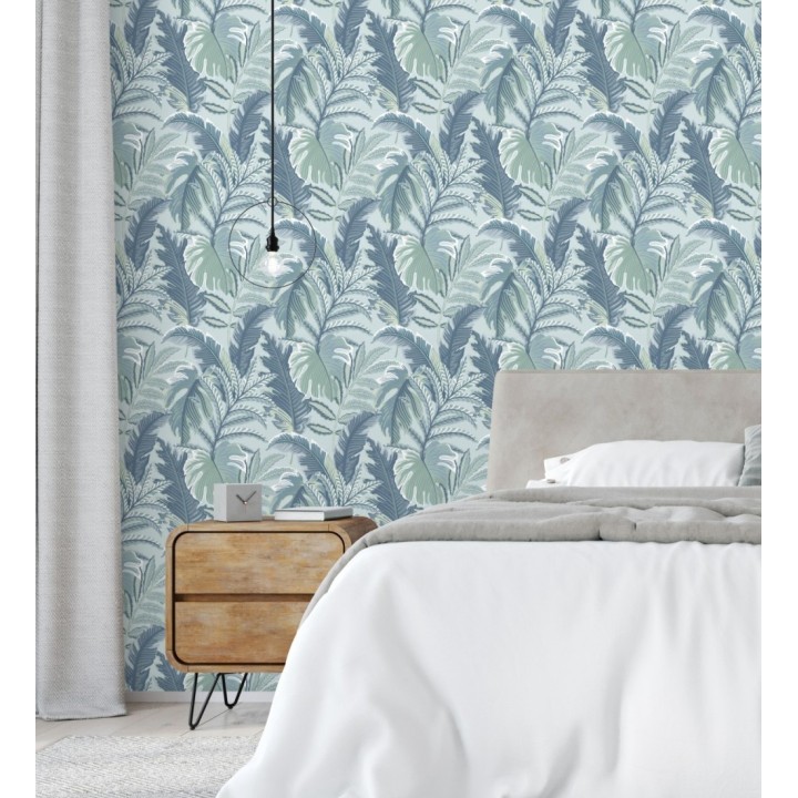 Papel pintado con dibujos de hojas tropicales - Palmer Hill 680740