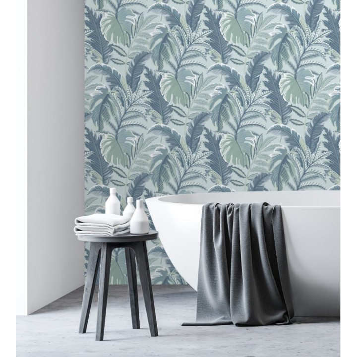 Papel pintado con dibujos de hojas tropicales - Palmer Hill 680740