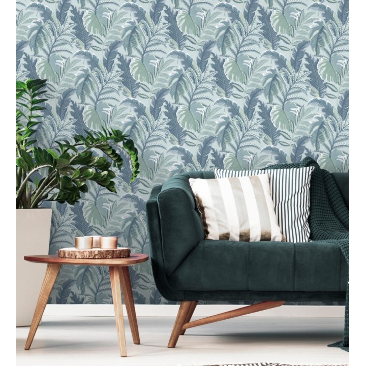 Papel pintado con dibujos de hojas tropicales - Palmer Hill 680740