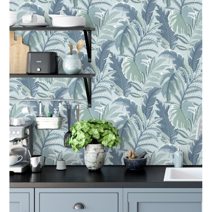 Papel pintado con dibujos de hojas tropicales - Palmer Hill 680740