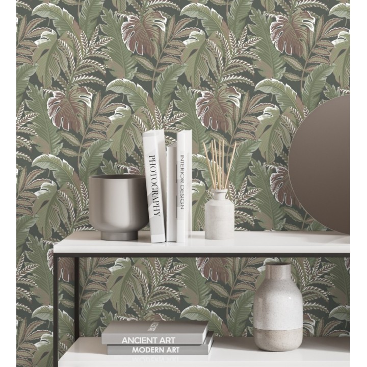 Papel pintado con dibujos de hojas tropicales - Palmer Hill 680741