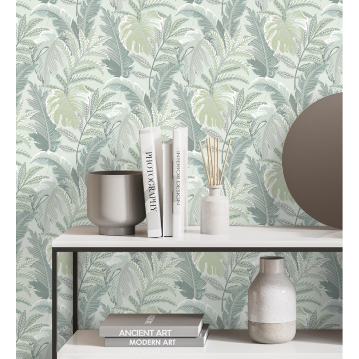 Papel pintado con dibujos de hojas tropicales - Palmer Hill 680742