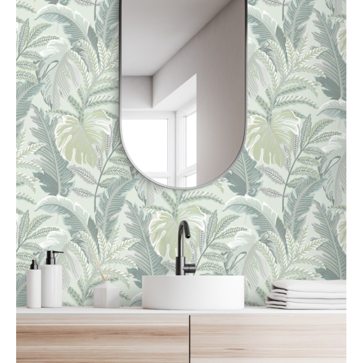 Papel pintado con dibujos de hojas tropicales - Palmer Hill 680742