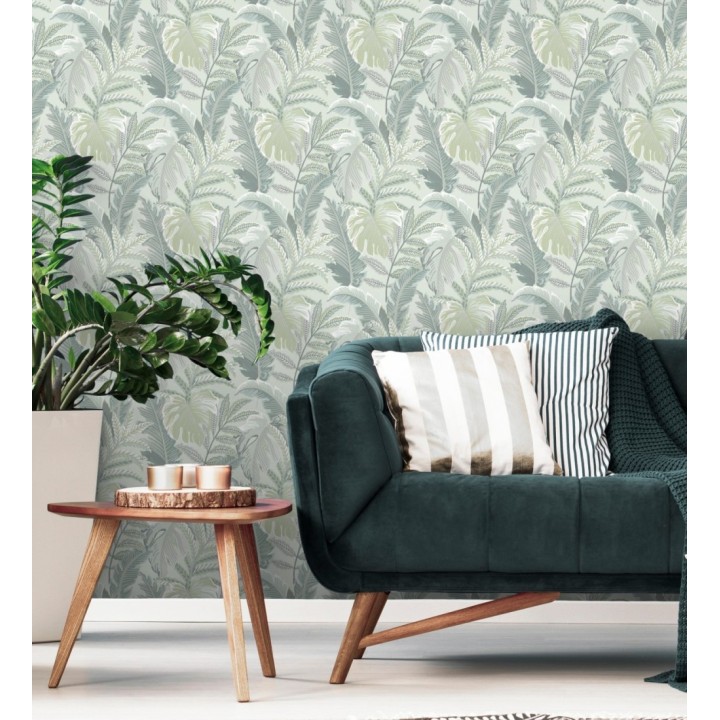 Papel pintado con dibujos de hojas tropicales - Palmer Hill 680742