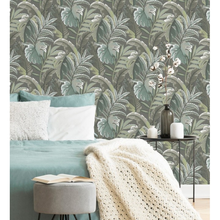 Papel pintado con dibujos de hojas tropicales - Palmer Hill 680743