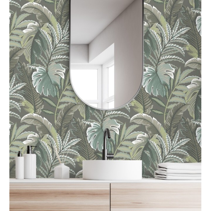 Papel pintado con dibujos de hojas tropicales - Palmer Hill 680743