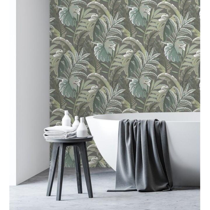 Papel pintado con dibujos de hojas tropicales - Palmer Hill 680743