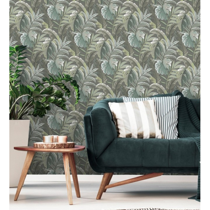 Papel pintado con dibujos de hojas tropicales - Palmer Hill 680743