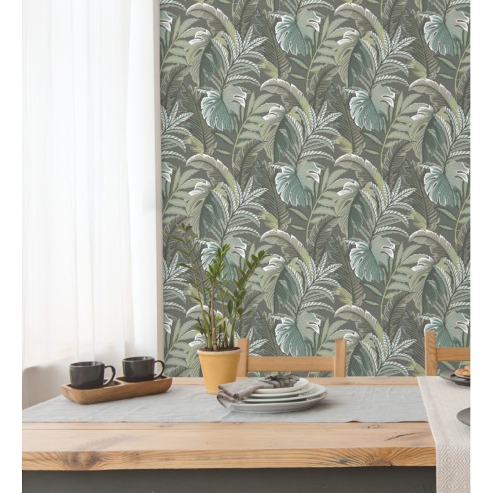 Papel pintado con dibujos de hojas tropicales - Palmer Hill 680743