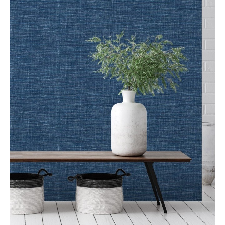 Papel pintado efecto fibra vegetal tejida y teñida con textura - Soho Fabric 680751