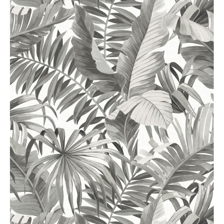 Papel pintado de hojas tropicales grises - Palm Beach 680753