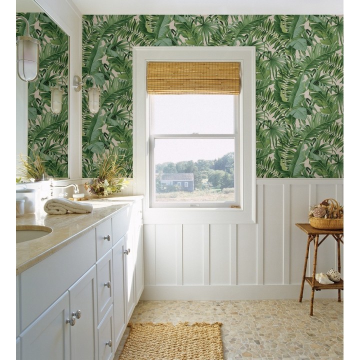 Papel pintado de hojas tropicales verdes - Palm Beach 680754