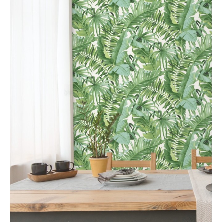 Papel pintado de hojas tropicales verdes - Palm Beach 680754