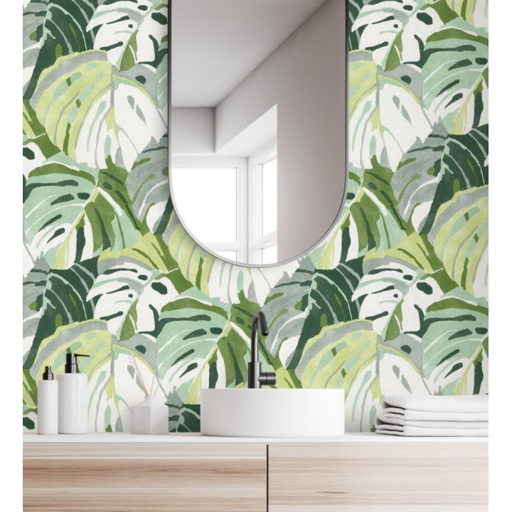 Papel pintado de hojas tropicales grandes estilo pop art - Tropical Island 680771