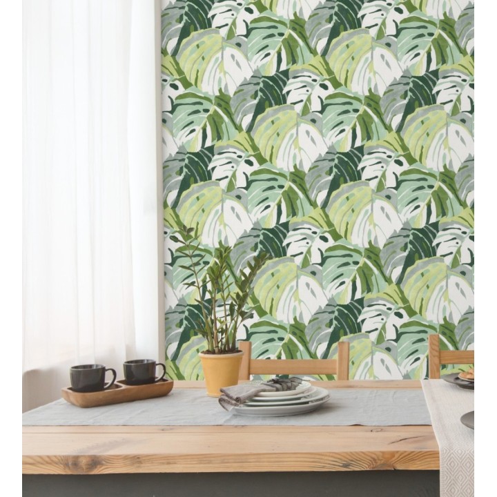 Papel pintado de hojas tropicales grandes estilo pop art - Tropical Island 680771