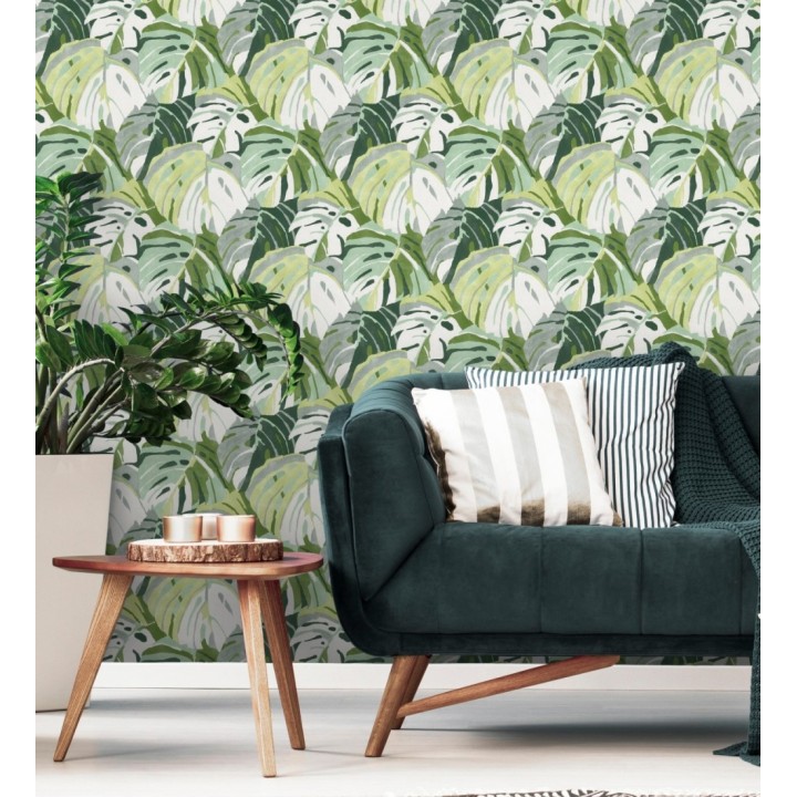 Papel pintado de hojas tropicales grandes estilo pop art - Tropical Island 680771