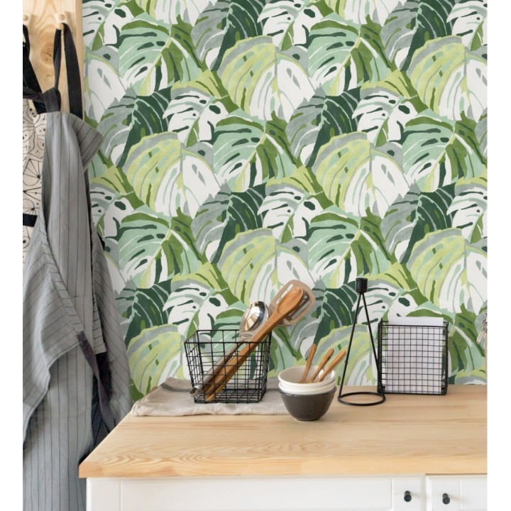 Papel pintado de hojas tropicales grandes estilo pop art - Tropical Island 680771