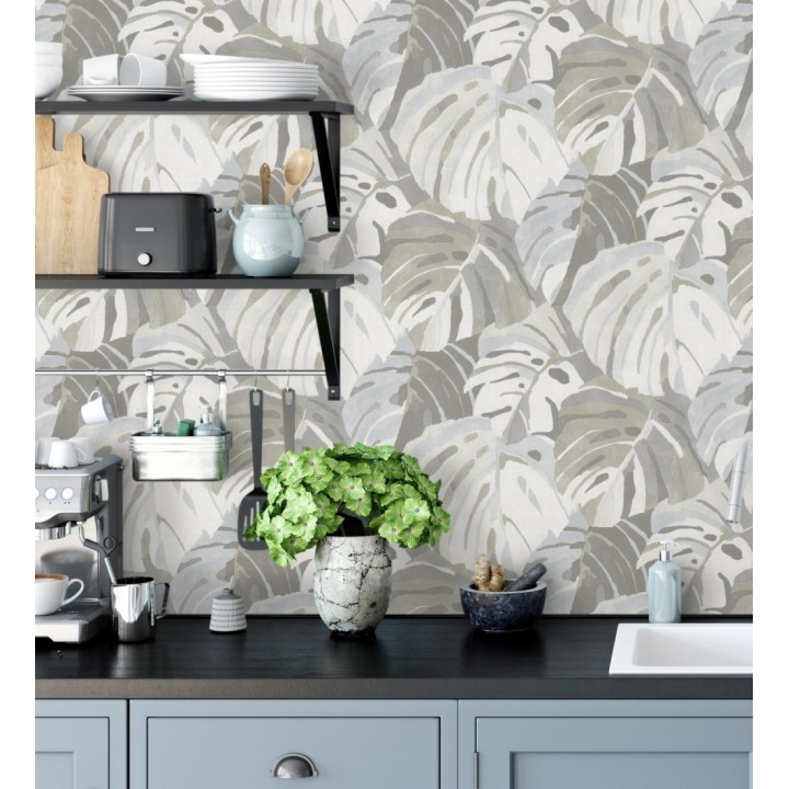 Papel pintado de hojas tropicales grandes estilo pop art - Tropical Island 680773