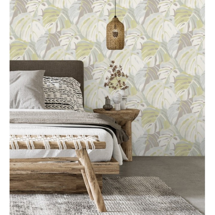 Papel pintado de hojas tropicales grandes estilo pop art - Tropical Island 680774