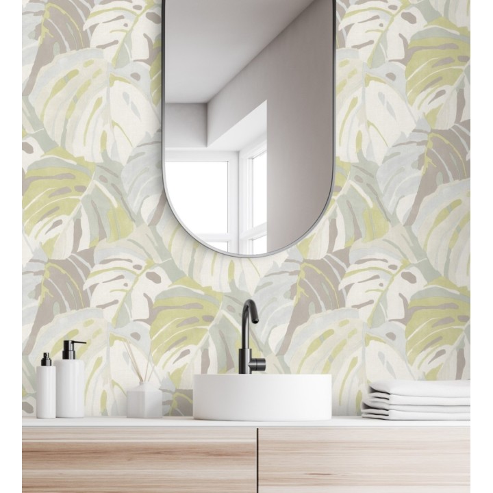Papel pintado de hojas tropicales grandes estilo pop art - Tropical Island 680774